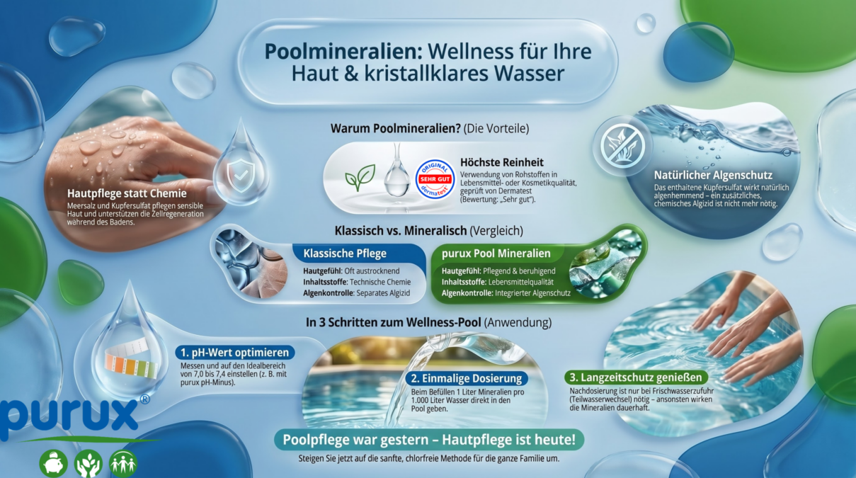 Pool Mineralien für klares Wasser und sanftes Badegefühl